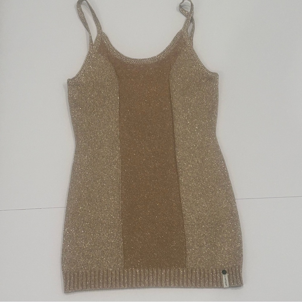 One Teaspoon Gold Metallic Sparkly Mini Dress. Small.